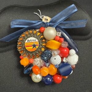 Astros Themed Beaded Christmas Ornament